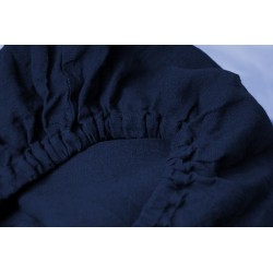Drap-housse en pur lin bleu nuit pour bébé