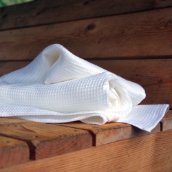 Serviette en nid d'abeille blanc pur lin fabriqué en Europe
