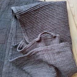 Serviette en lin gris nid d'abeille