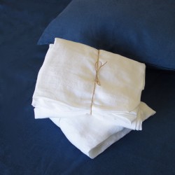 Drap en lin blanc lavé très doux fabriqué en France