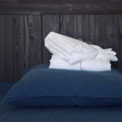 Drap en lin blanc lavé très doux fabriqué en France