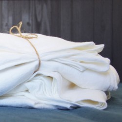Drap en lin blanc lavé très doux fabriqué en France