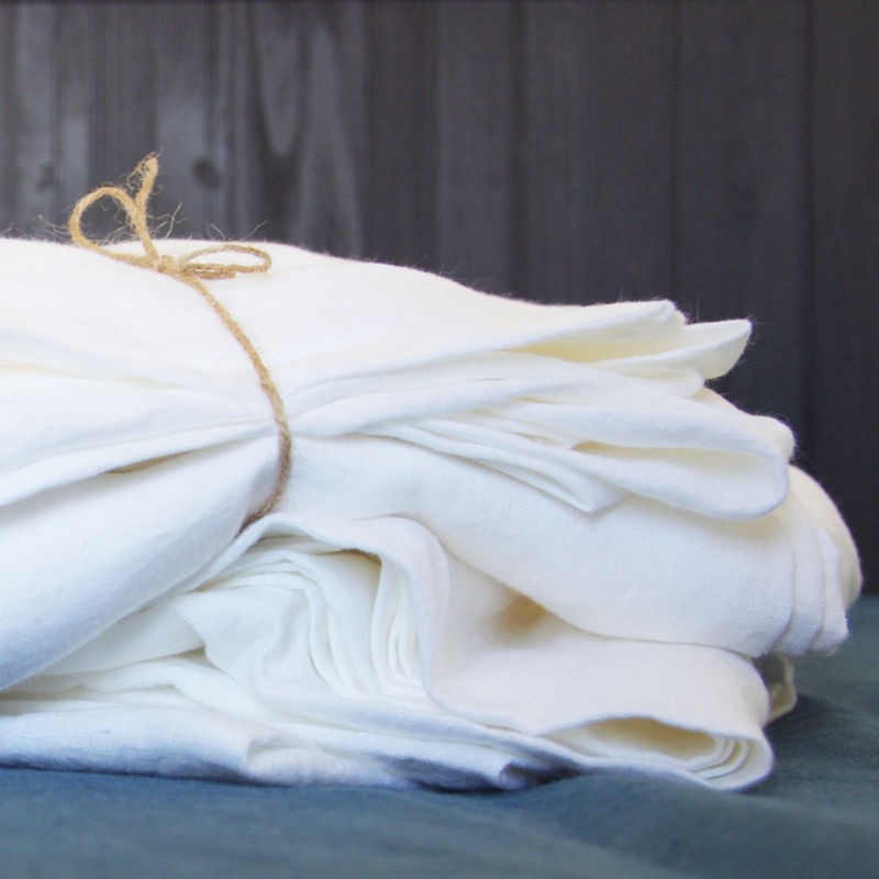 Drap en lin blanc lavé très doux fabriqué en France