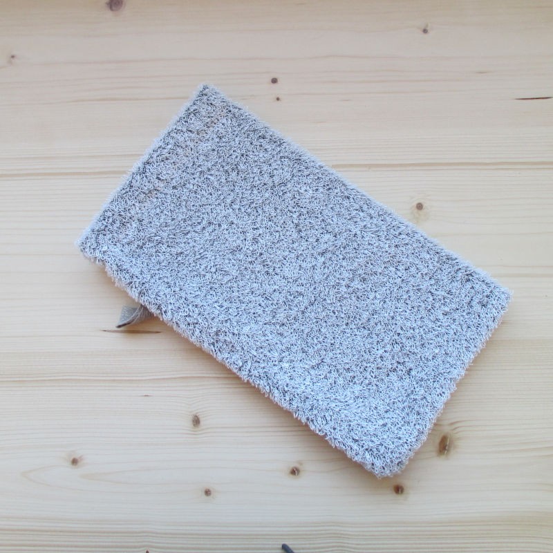 Gant de toilette en lin éponge gris