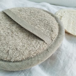 Gant éponge de toilette en lin grège
