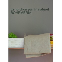 Torchon en pur lin brut grège ecologique et sans teinture