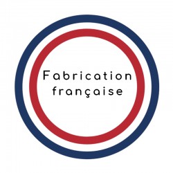 Logo fabrication française avec drapeau bleu blanc rouge