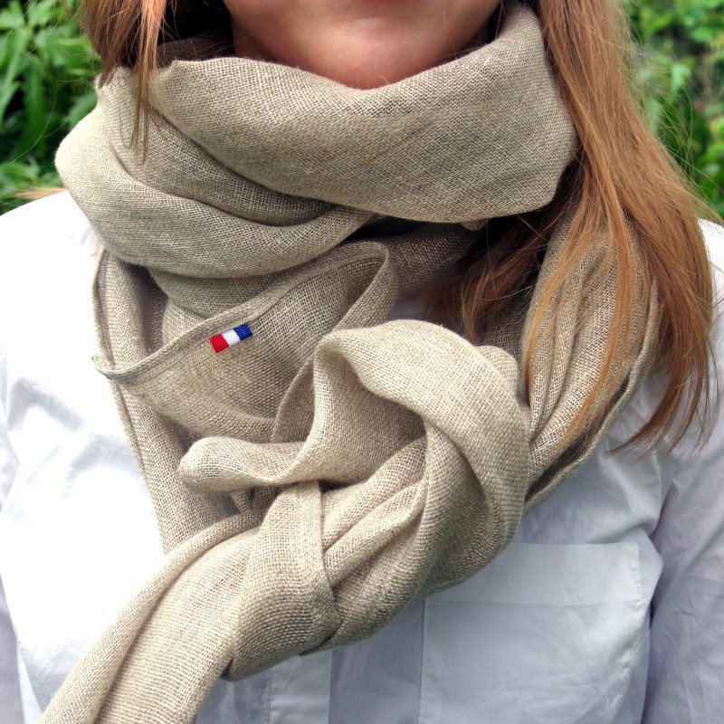 Chèche étole en pur lin naturel écologique