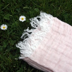 Foulard 100% lin Corail pastel