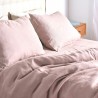 Drap plat pur lin lavé rose clair lilas