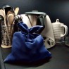 Sac anti-germination en tissu opaque pur lin bleu foncé