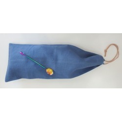 Sac à pain en lin bleu et cuir Hélène