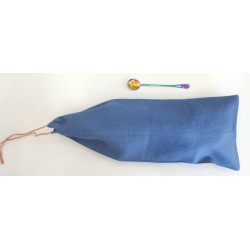 Sac à pain bleu en pur lin francais