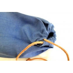Sac à pain en lin bleu et cuir Hélène
