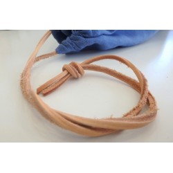 Sac à pain en lin bleu et cuir Hélène