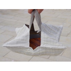 Sac à tarte carré maxi vague en lin écru