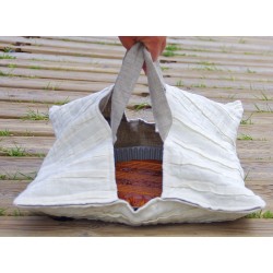Sac à tarte carré maxi vague en lin écru