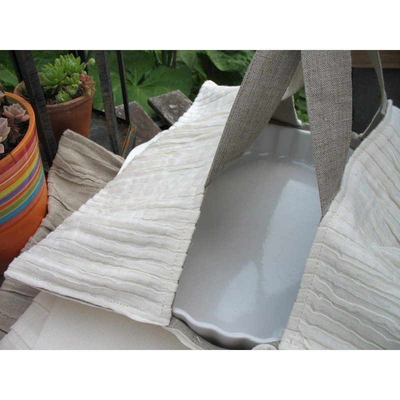 Sac à tarte en lin ivoire plissé