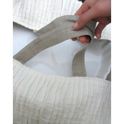 Sac à tarte en lin ivoire et naturel plissé