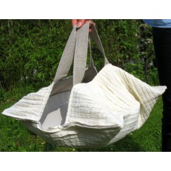 Sac à tarte en lin ivoire et beige